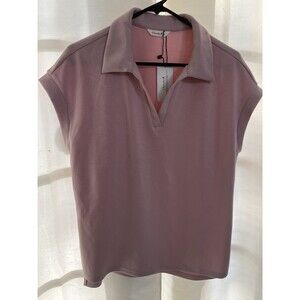 Glamaker Women’s Blouse Medium Old Rose Extended Sleeve Collared Casual NWT